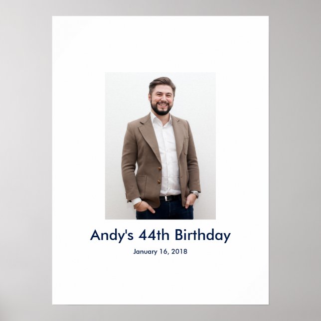 Poster 44e anniversaire photo personnalisée Connexion Par (Devant)