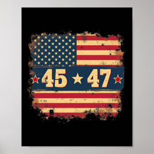 Poster 45 47 Drapeau Vintage américain du président Trump