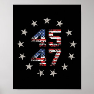 Poster 45 47 Trump 2024 Drapeau américain (à l'arrière) 1