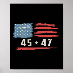 Poster 45 47 Trump Président Vintage American Flag 2025 P