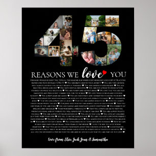 Poster 45 raisons pour lesquelles nous vous aimons montag