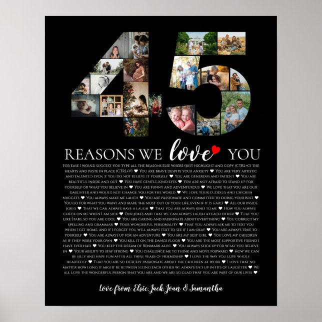 Poster 45 raisons pour lesquelles nous vous aimons photo  (Devant)