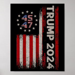 Poster 47 Élection du drapeau américain Donald Trump 2024