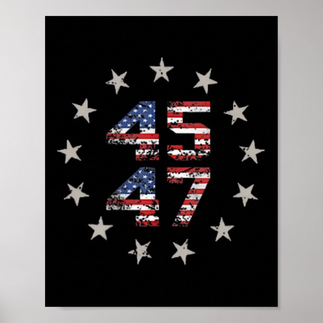 Poster 47 Trump 2024 Drapeau américain (sur le dos) 1 (Devant)