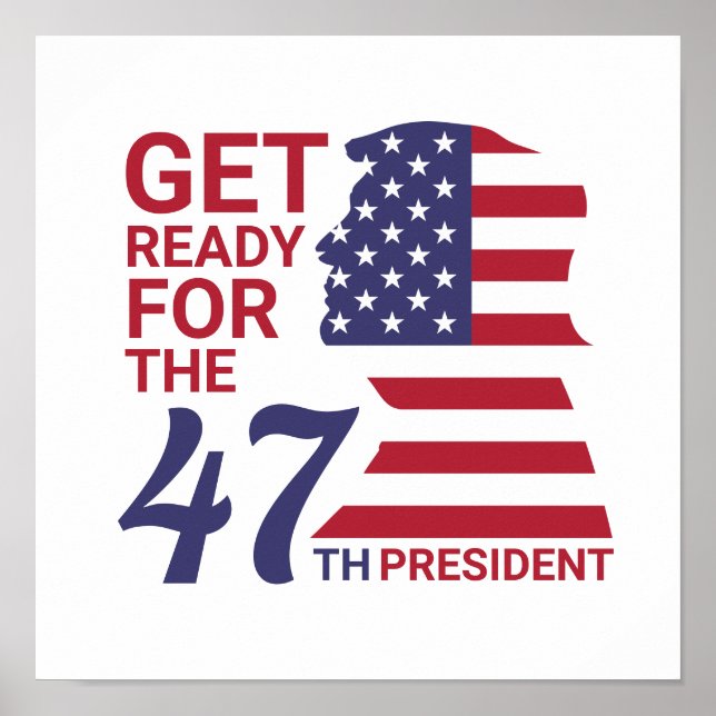 Poster 47e Président, Drapeau américain de Trump (Devant)