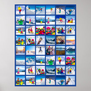 Poster 48 Grille de Collage de Photos Bleu Foncé