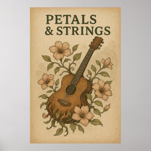 Poster 48, Pétales et cordes, Art Vintage