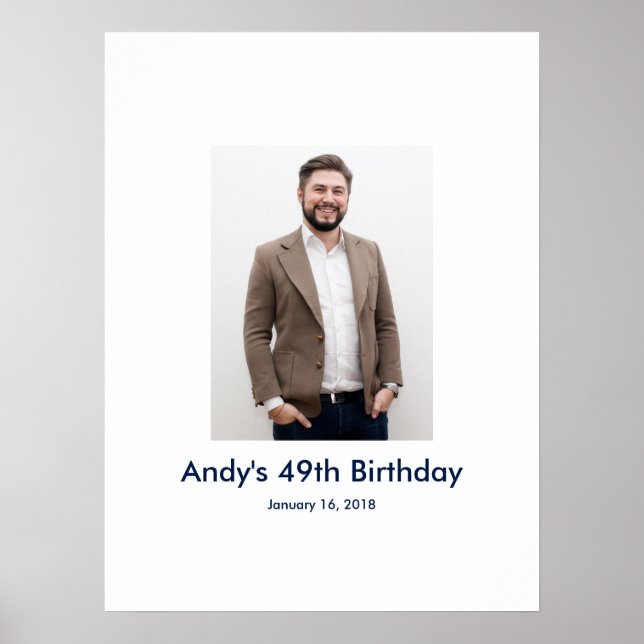 Poster 49e anniversaire photo personnalisée Connexion Par (Devant)