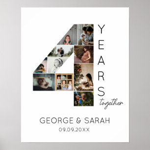 Poster 4 ans Ensemble Photo Collage Anniversaire Mariage