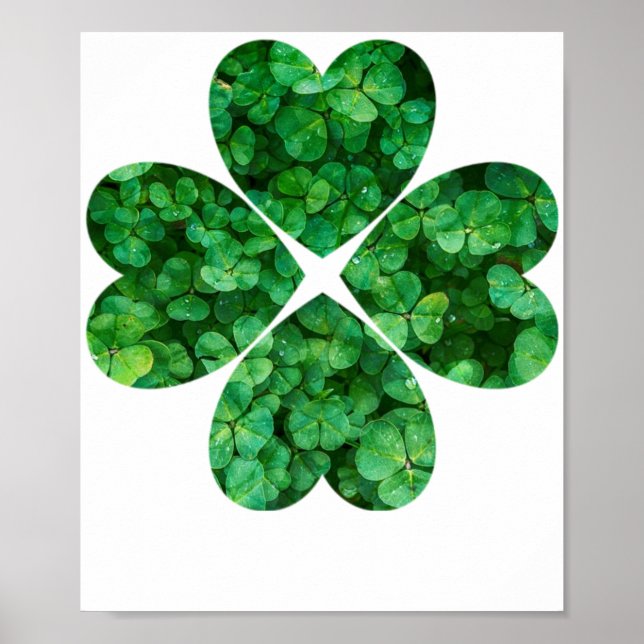 Poster 4 Clover de coeur St Patrick's Day Shamrock irland (Devant)