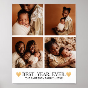 Poster 4 Collage photo Coeur minimaliste Meilleure année 