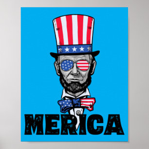 Poster 4 juillet Abe Lincoln Amérique Bzr Drôle Enfants