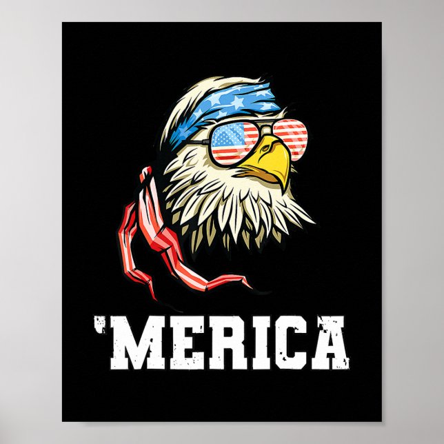 Poster 4 juillet Amérique États-Unis Drapeau Aigle Patrio (Devant)