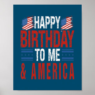 Poster 4 juillet anniversaire heureux pour moi Amérique