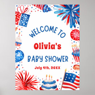 Poster 4 juillet Baby shower neutre pour les femmes Bienv