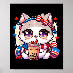 Poster 4 juillet Chemise de chat Filles Kawaii Anime Boba