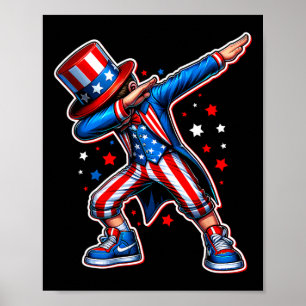 Poster 4 juillet Cool Dabbing Boy American Flag Patriot