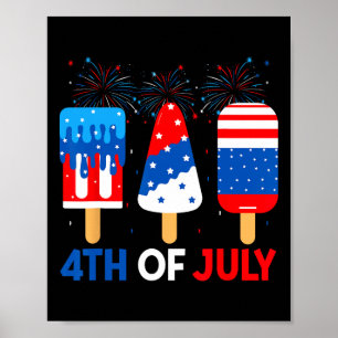 Poster 4 juillet Crèmes glacées drôle Patriotique América