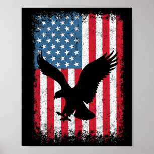 Poster 4 juillet Drapeau d'aigle américain - Fête de l'In