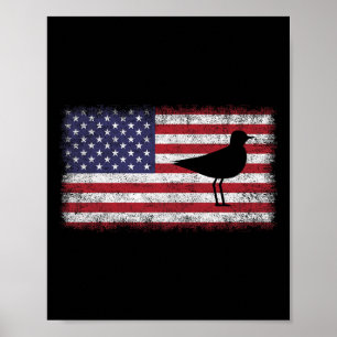 Poster 4 juillet Drôle Patriotique Snowy Plover Amour d'o