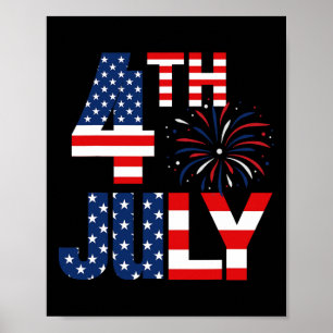 Poster 4 juillet États-Unis Drapeau Patriotique Américain