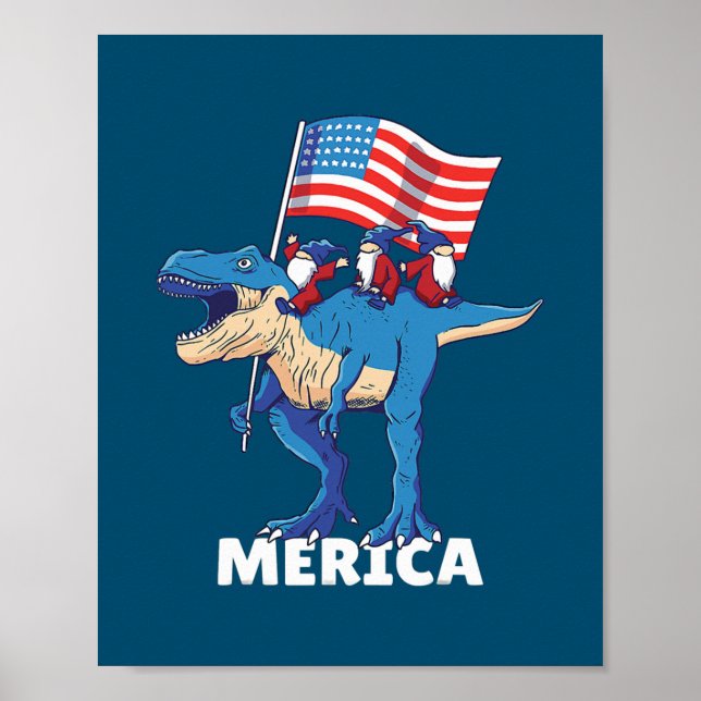 Poster 4 juillet Fête de l'Indépendance USA Dinosaur T Re (Devant)