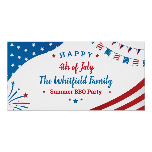 Poster 4 juillet Fête Famille Été BBQ (Devant)