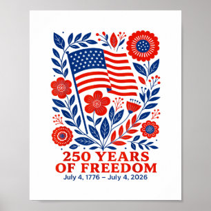 Poster 4 juillet Fête nationale 250e anniversaire 250 ans