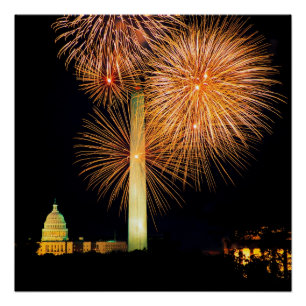 Poster 4 juillet, Firework Display, Skyline