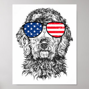 Poster 4 juillet Goldendoodle Doodle Chien Patriotique Et