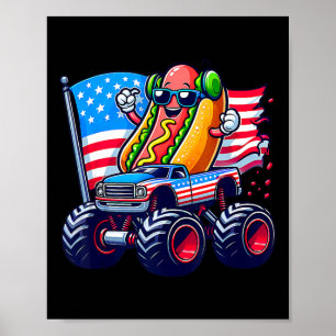 Poster 4 juillet Hotdog Sungles Monster Truck Américain 