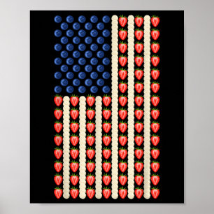 Poster 4 juillet Jello de fraise Usa Drapeau gâteau Homme
