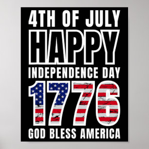 Poster 4 juillet Joyeux Jour de l'Indépendance 1776 Dieu