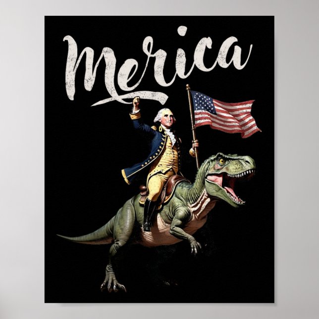 Poster 4 juillet Merica George Washington à cheval sur un (Devant)