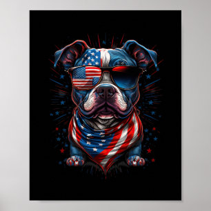 Poster 4 juillet Patriotique Staffordshire Bull Terrier D