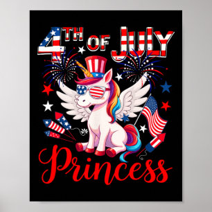 Poster 4 juillet Prince Cute Unicorn Sungèle Us Flag Fi