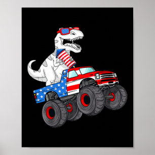 Poster 4 juillet T Rex Dino Trex Dinosaur Monster Truck