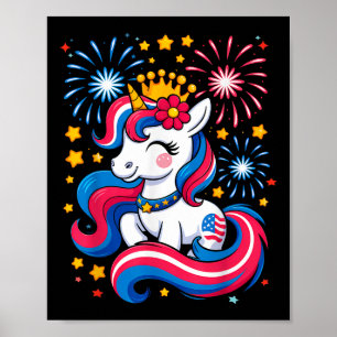 Poster 4 juillet Unicorn Girls Enfants Toddler mignonne A