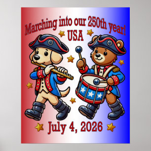 Poster 4 juillet USA 250e anniversaire Semiquincentenaire