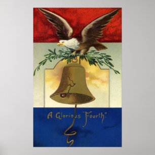 Poster 4 juillet vintage avec Eagle et Liberty Bell