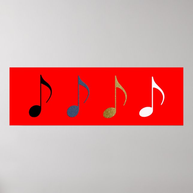 Poster 4 notes musicales (Devant)