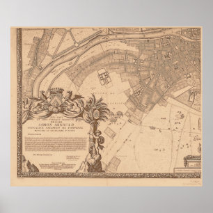 Poster 4 Panneaux Sepia de Rochefort Paris Plan 3