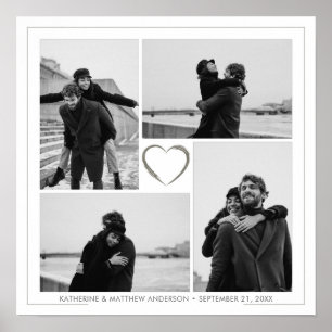 Poster 4 Photo Collage Mariage Anniversaire Nom et date