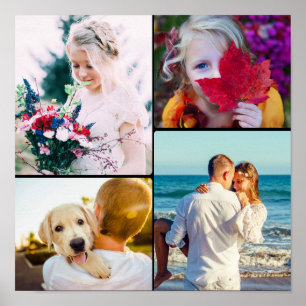 Poster 4 Photo Rounded Black Template