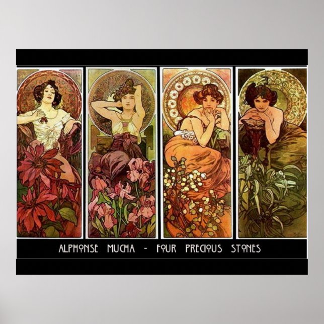 Poster 4 Pierres Alphonse Mucha Imprimer (Devant)