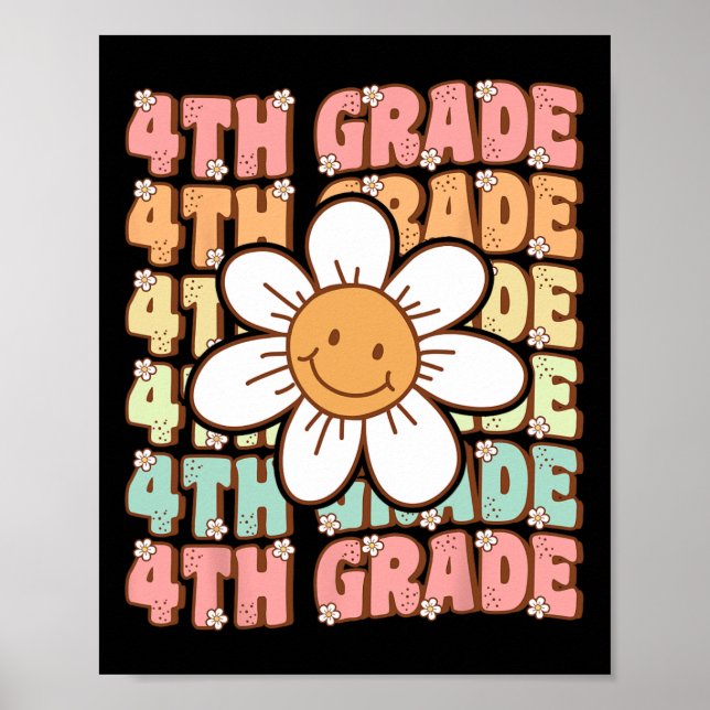 Poster 4e année super Retour à l'école Premier jour de qu (Devant)