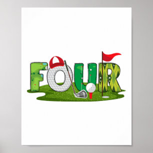 Poster 4e anniversaire Golf Thème 4 ans Enfants Sport Par