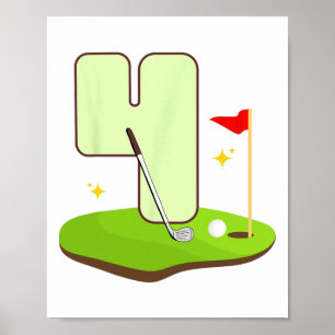 Poster 4e Golf Anniversaire Golfeur 4 ans Parti Anniversa