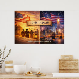 Poster 4th of July America 1776 to 2026 USA 250th Party