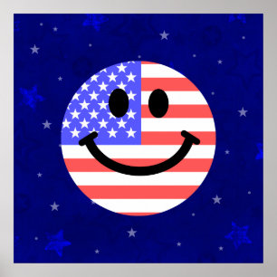 Poster 4th of July American Flag face